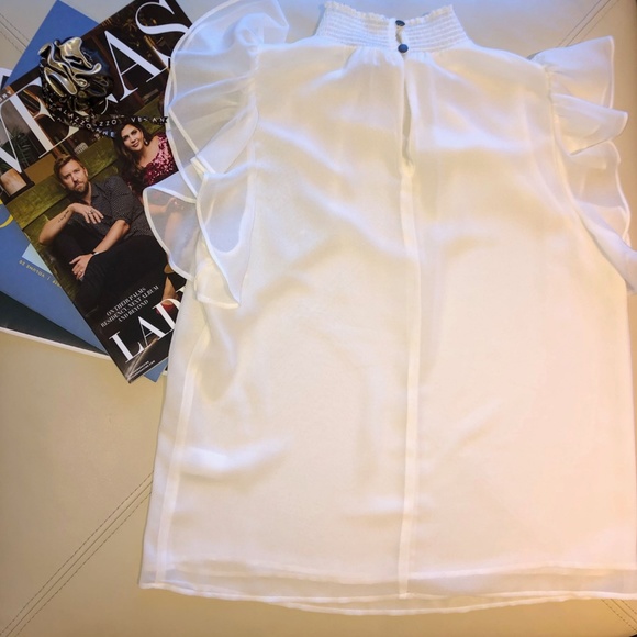 1 STATE Flutter Sleeve Smocked Neck Blouse - Picture 7 of 7